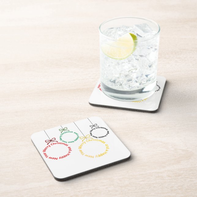 Christmas Ornaments Text Design Getränkeuntersetzer (Rechte Seite)