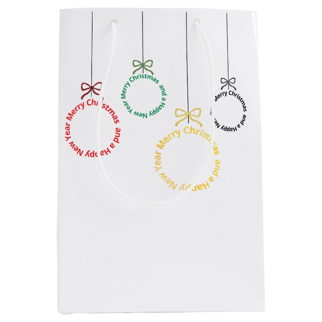 Christmas Ornaments Text Design Mittlere Geschenktüte (Vorderseite)