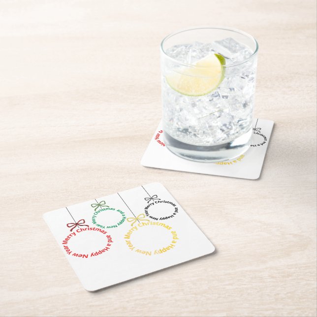 Christmas Ornaments Text Design Rechteckiger Pappuntersetzer (Vor Ort)