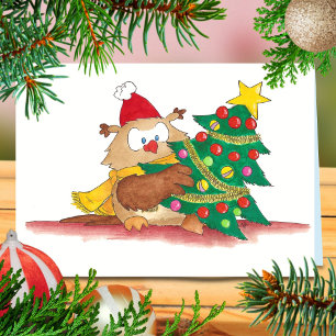 CHRISTMAS OWL carte de voeux par N. Janes