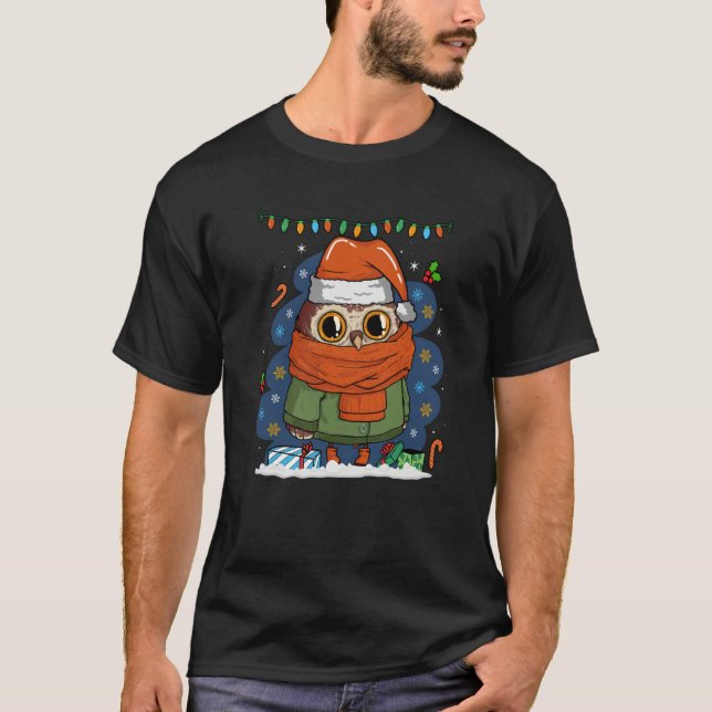 Christmas Owl Cute Owl Holiday T-Shirt (Vorderseite)