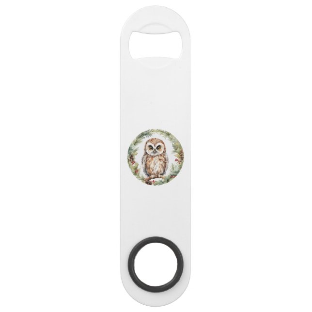 christmas owl illustration owl wall art holiday  speed flaschenöffner (Vorderseite)