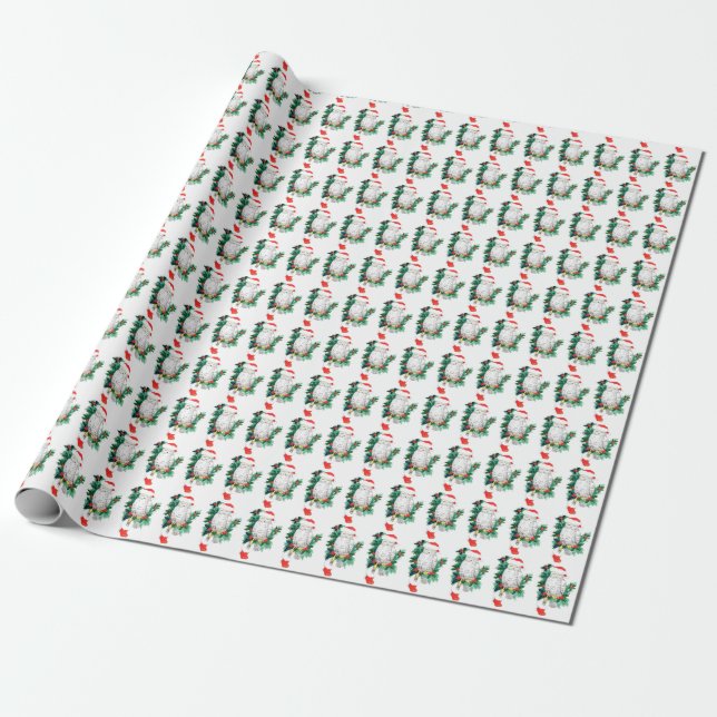 Christmas Owl Strumpf Wreath Whimsical Wildlife Geschenkpapier (Ungerollt)