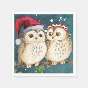 Christmas Owls Paper Napkin Serviette