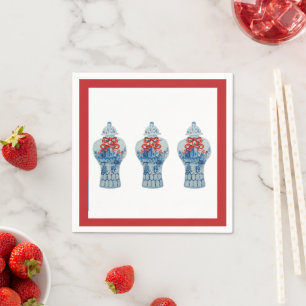 Christmas Painted Blue und White Ginger Jar Serviette