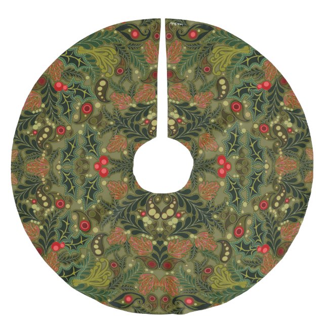 Christmas Paisley Colorful Polyester Weihnachtsbaumdecke (Vorderseite)