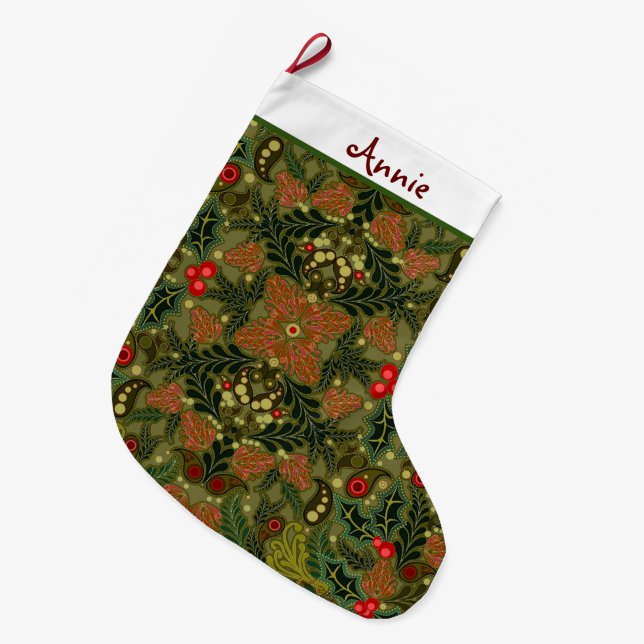 Christmas Paisley Personalisierter Strumpf Großer Weihnachtsstrumpf (Vorderansicht (hängend))