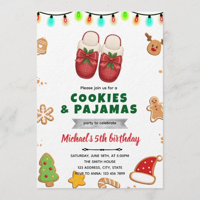 Christmas pajama and cookie decorating invitation einladung (Vorderseite)