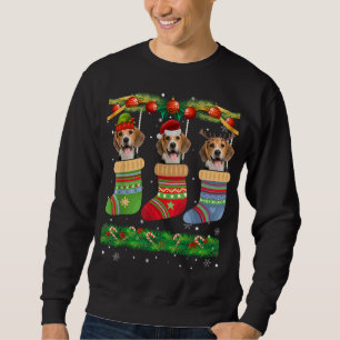 Christmas Pajama Beagle Hund Welpe Weihnachten Wei Sweatshirt