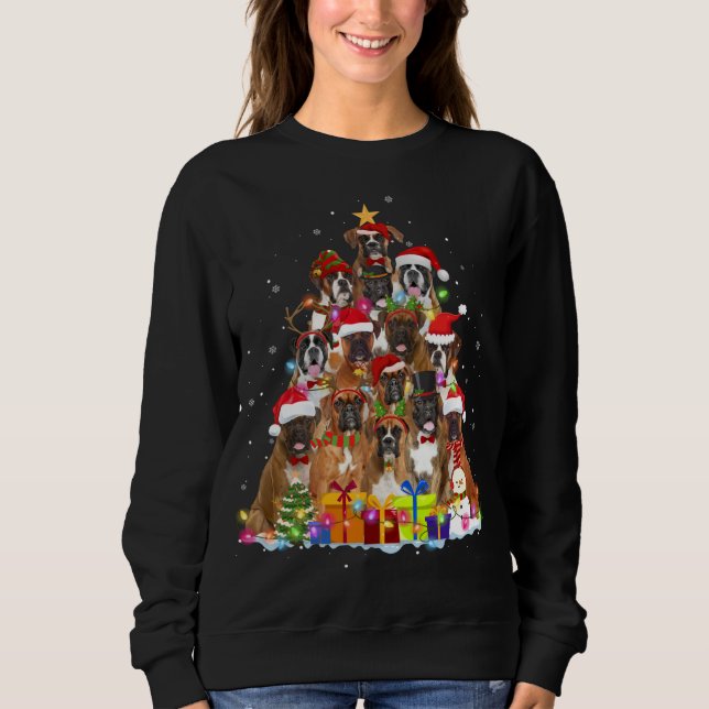 Christmas Pajama Boxer Tree Xmas Welpe Hund Vater  Sweatshirt (Vorderseite)