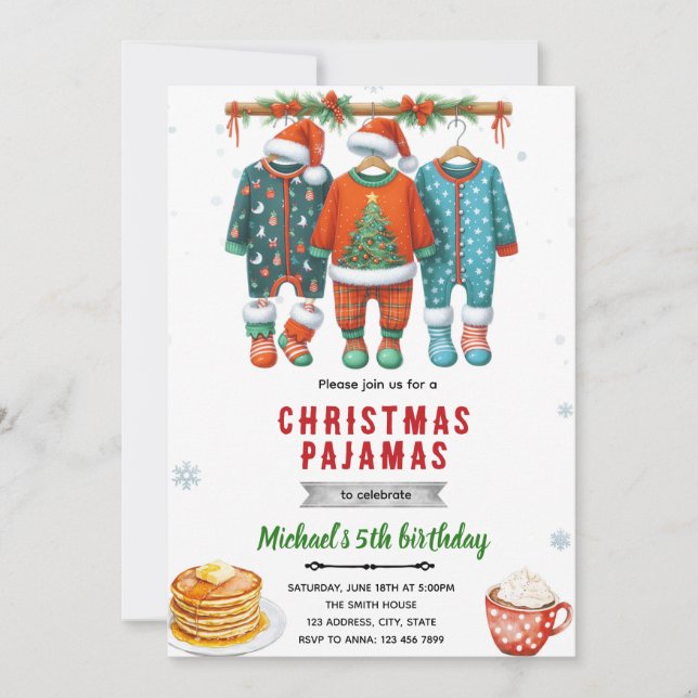 Christmas pajama brunch invitation (Devant)