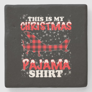 Christmas Pajama Funny Aviation Airplan Geschenk Steinuntersetzer