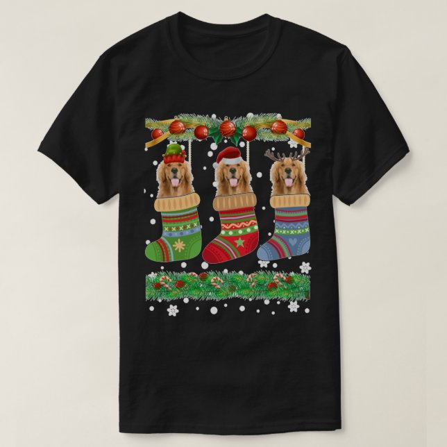 Christmas Pajama Golden Retriever Doppy Puppy Love T-Shirt (Design vorne)