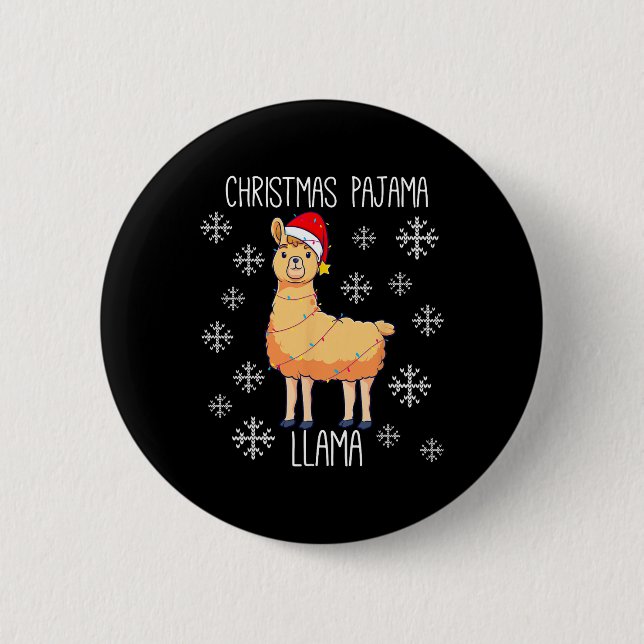 Christmas Pajama Llama Button (Vorderseite)