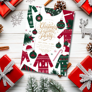 Christmas Pajama Party Classic Red Green Einladung