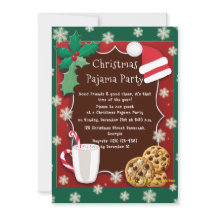 Christmas Pajama Party Einladung Grün und Rot