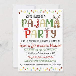 Christmas Pajama Party Einladung, PJ Einladung