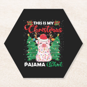Christmas Pajama Pig Pink Shirt Untersetzer