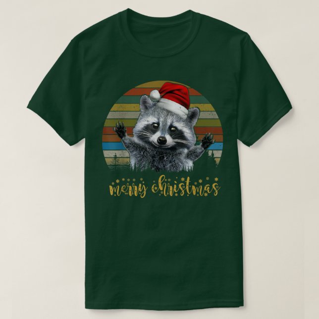 Christmas Pajama Raccoon Lover Xmas Tree Lights  T-Shirt (Design vorne)