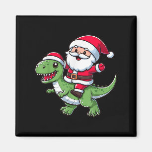 Christmas Pajama Santa Claus Ride T Rex Dinosaur F Magnet