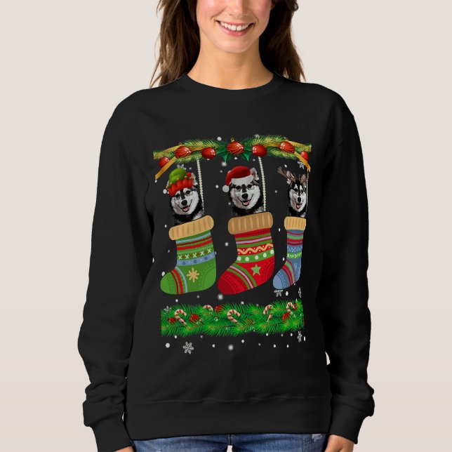 Christmas Pajama Siberian Husky Dog Sweatshirt (Vorderseite)