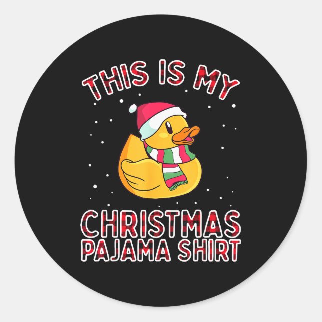 Christmas Pajamas For Family Duck This Is My Funny Runder Aufkleber (Vorderseite)