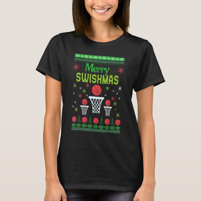 Christmas pajamas Merry Swishmas Ugly Christmas Ba T-Shirt (Vorderseite)