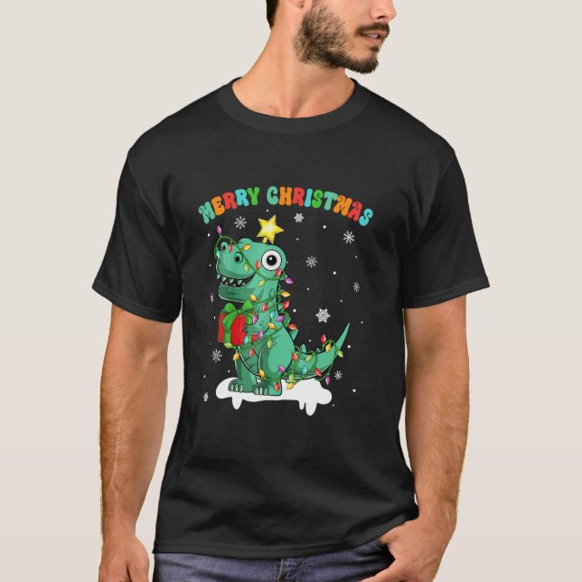 Christmas Pajamas Tree Rex Dinosaur Funny Dino Chr T-Shirt (Vorderseite)