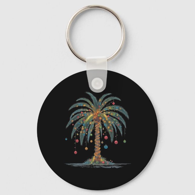 Christmas Palm Tree Frohe Christmas Tropical Chris Schlüsselanhänger (Vorderseite)