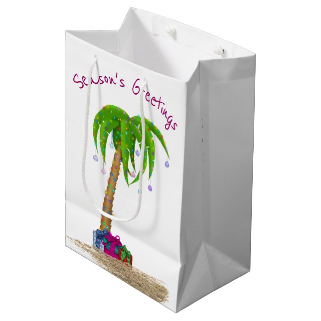 Christmas Palm Tree in Sand  Mittlere Geschenktüte (Vorderseite Schrägansicht)