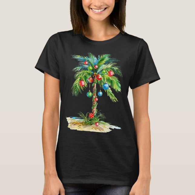 Christmas Palm Tree Light Hawaiian Trocal Xmas Men T-Shirt (Vorderseite)