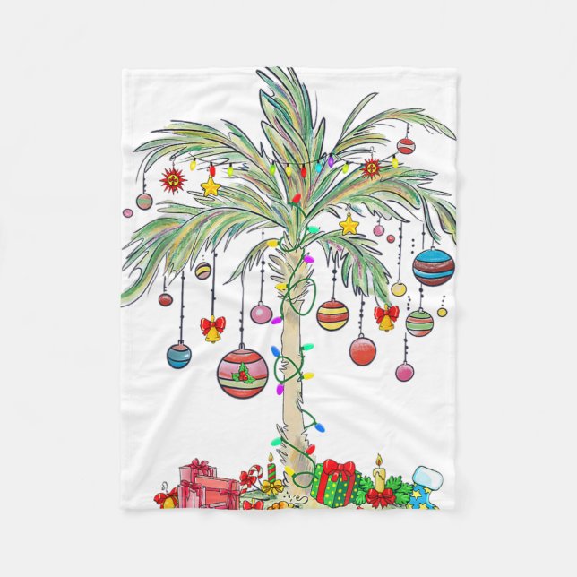 Christmas Palm Tree Light Hawaiian Tropical Xmas  Fleecedecke (Vorderseite)