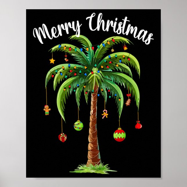 Christmas Palm Xmas Tree Tropical Beach Hawaii Wom Poster (Vorne)