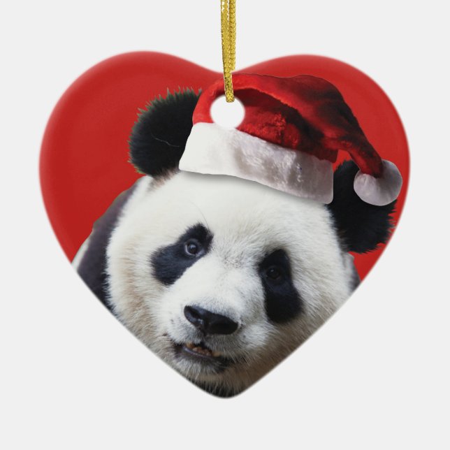 Christmas Panda Bear Keramik Ornament (Vorne)