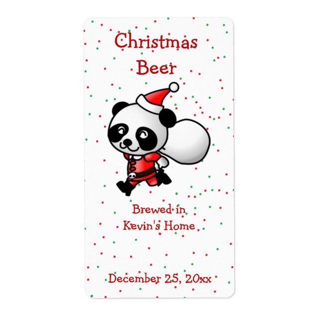 Christmas Panda Bear Mini Beer Label (Vorne)