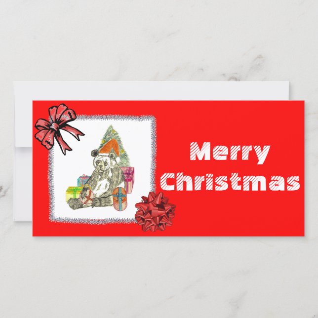 Christmas Panda Feiertagskarte (Vorderseite)