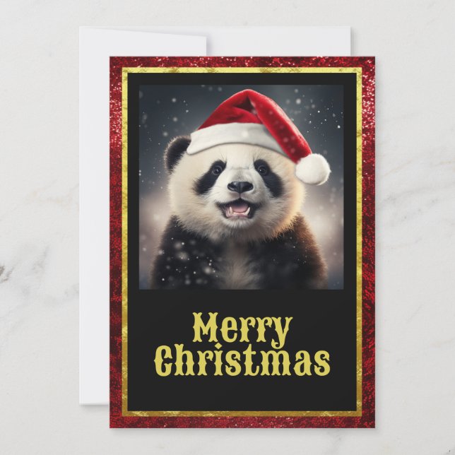 Christmas Panda Feiertagskarte (Vorderseite)