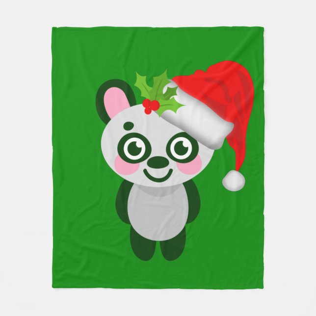 christmas panda santa claus fleecedecke (Vorderseite)