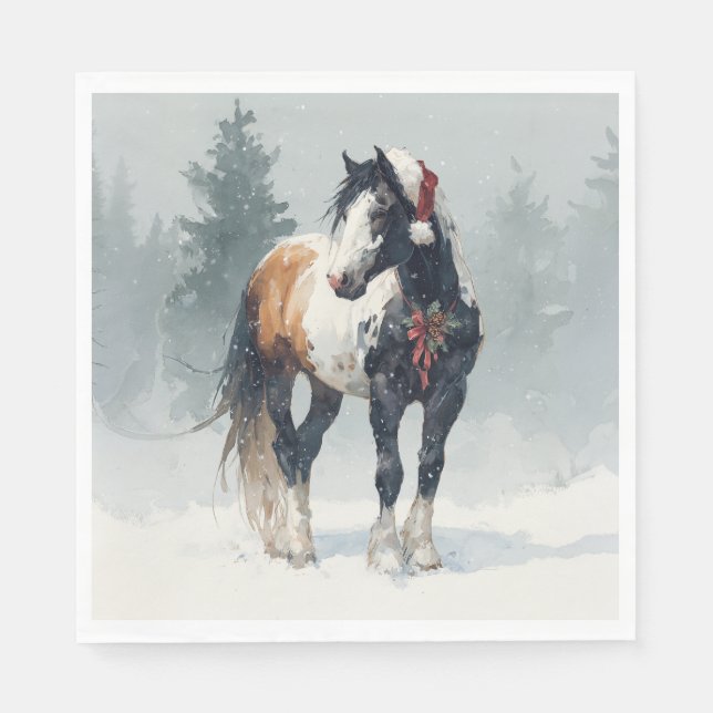 Christmas Paper Napkin / Beautiful Paint Horse  Serviette (Vorderseite)