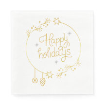 Christmas Paper Napkin with Festive Stars & Snowfl