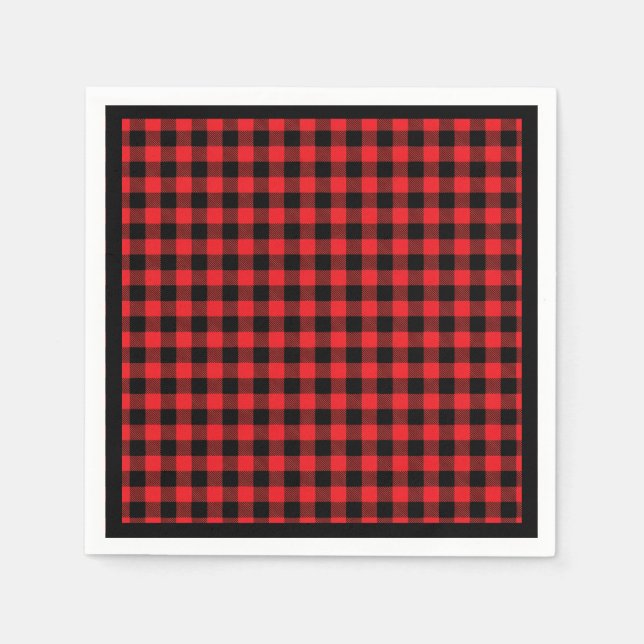 Christmas Paper Napkins Red & Black Buffalo Plaid Serviette (Vorderseite)