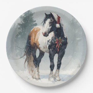 Christmas Paper Plate / Beautiful Paint Horse Pappteller