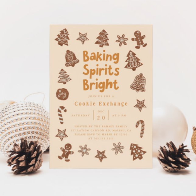 Christmas Party Cookie Exchange Yellow Invitation (Créateur téléchargé)