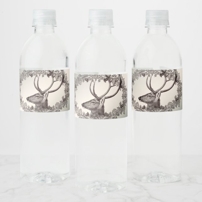 Christmas Party Floral Reindeer Golden Winter (Flaschen)