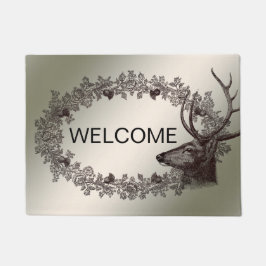 Christmas Party Floral Reindeer Golden Winter Fußmatte
