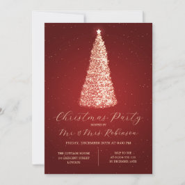 Christmas Party Glam Red Tree Sparkle Einladung