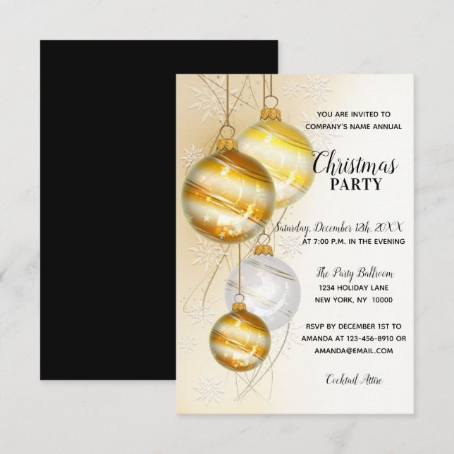CHRISTMAS PARTY GOLD Corporate Office Company Einladung (Vorne/Hinten)