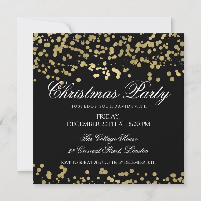 Christmas Party Gold Foil Confetti Einladung (Vorderseite)