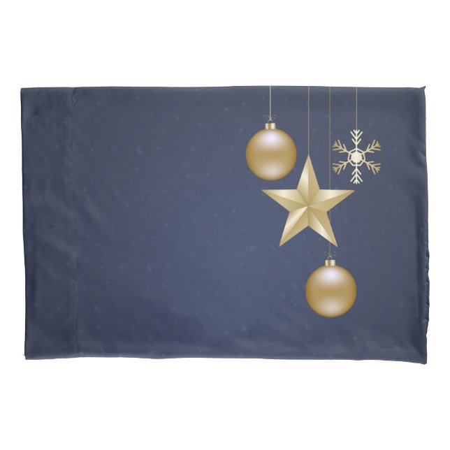 Christmas Party Golden Ornament Navy Blue Elegant Kissenbezug (Vorderseite)