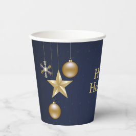 Christmas Party Golden Ornament Navy Blue Elegant Pappbecher